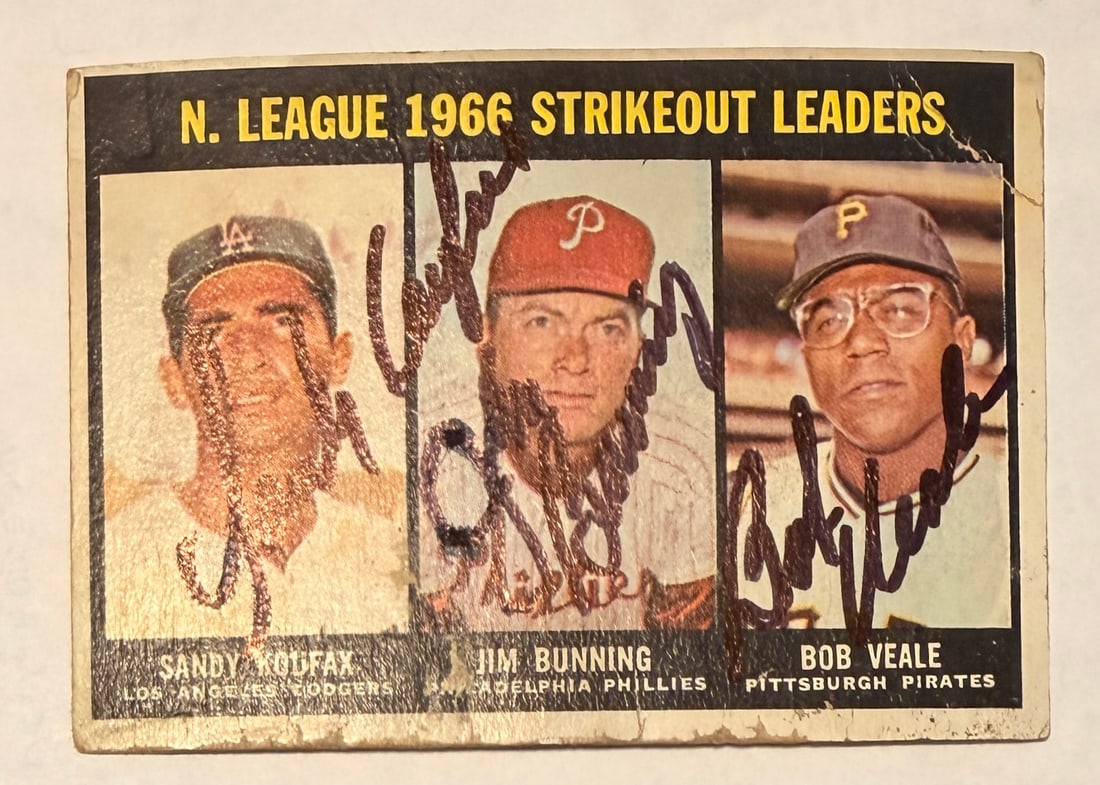 Sandy Koufax Autographed Card: We have a collection of signed cards in. The collector,Collected everything from balls to cards to whatever. He has over 3000 signed cards and cuts. No COA'S But we fully guarantee these cards.