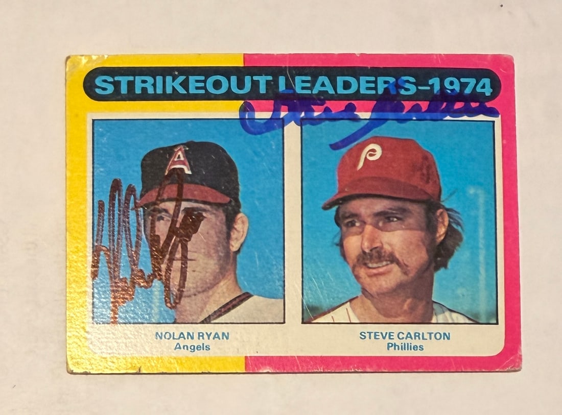 Nolan Ryan Autographed Steve Carlton Card (1 of 1)