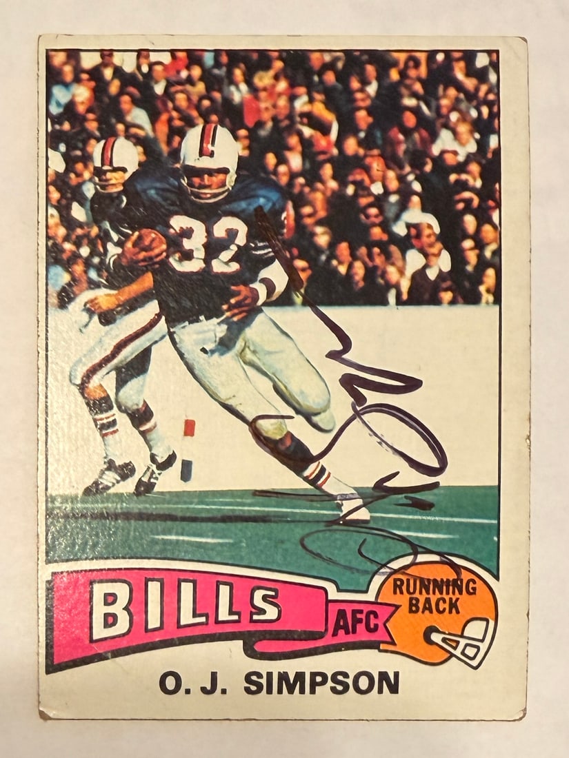 OJ Simpson Autographed Card: We have a collection of signed cards in. The collector,Collected everything from balls to cards to whatever. He has over 3000 signed cards and cuts. No COA'S But we fully guarantee these cards.