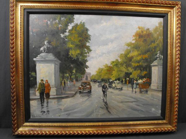 CH DUVALL Oil Painting of Street Scene: A European street scene oil painting. Signed CH DUVALL lower left corner. 20 x 26