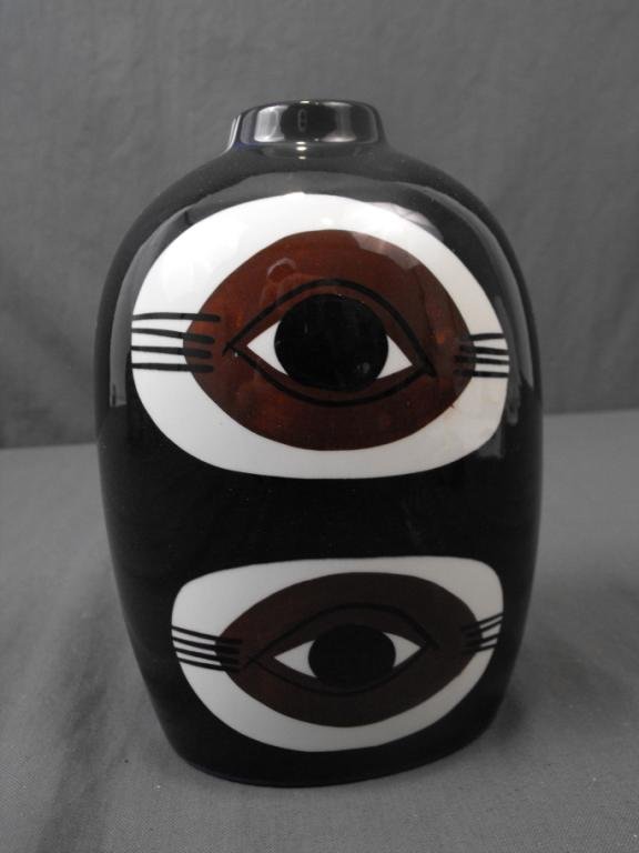 Royal Copenhagen FAJANCE Cats Eye Vase: A hand painted Cats Eye vase, 8".