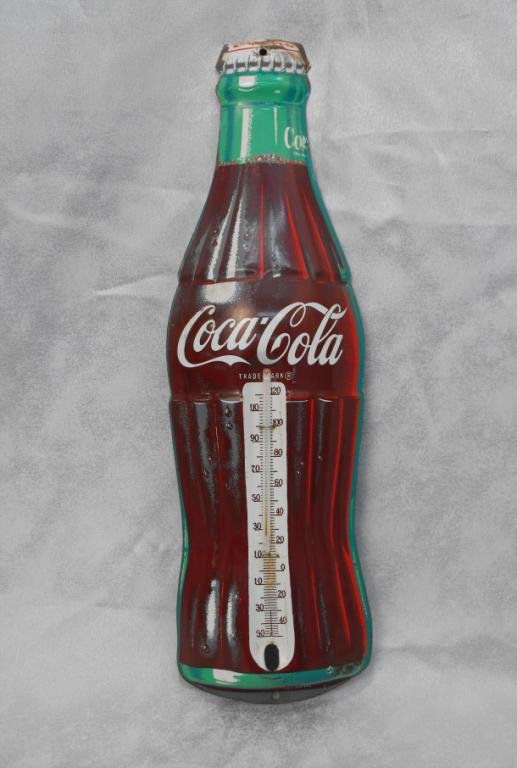 Vintage Coca Cola Bottle Thermometer: A vintage thermometer, 1950- ORIGINAL- 17" approx.