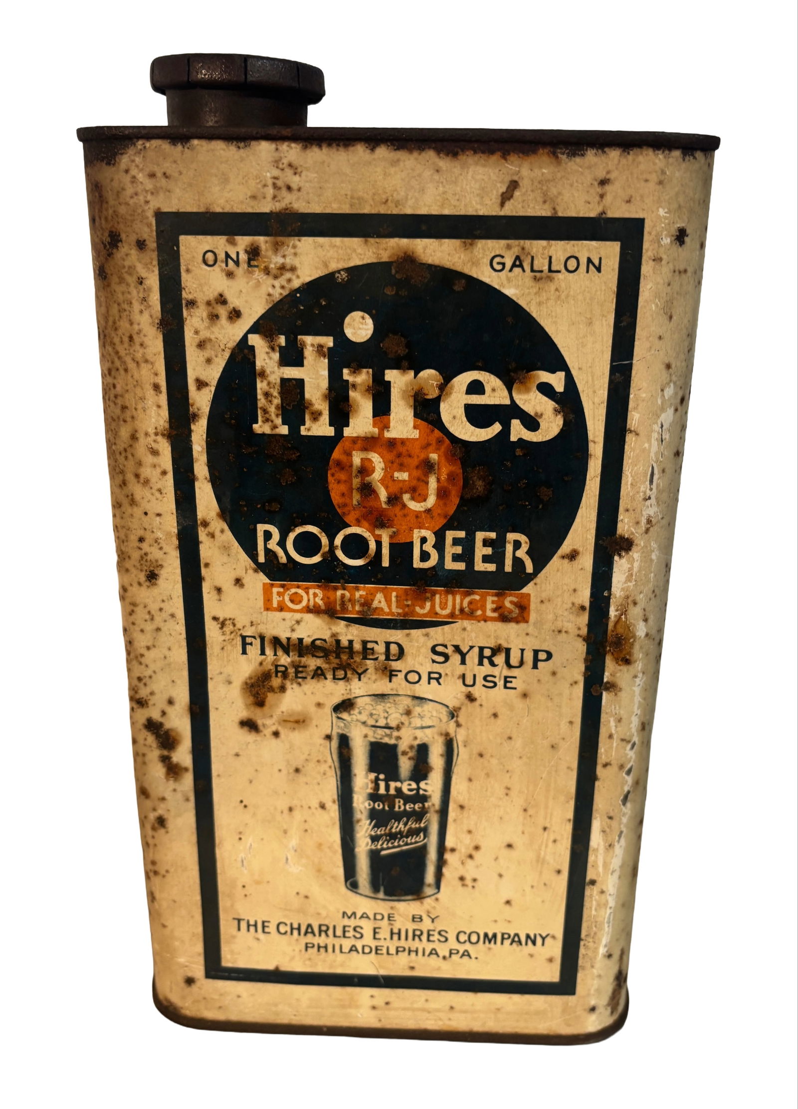 1940s Hires Metal 1 Gallon Syrup Rootbeer Can (1 of 4)