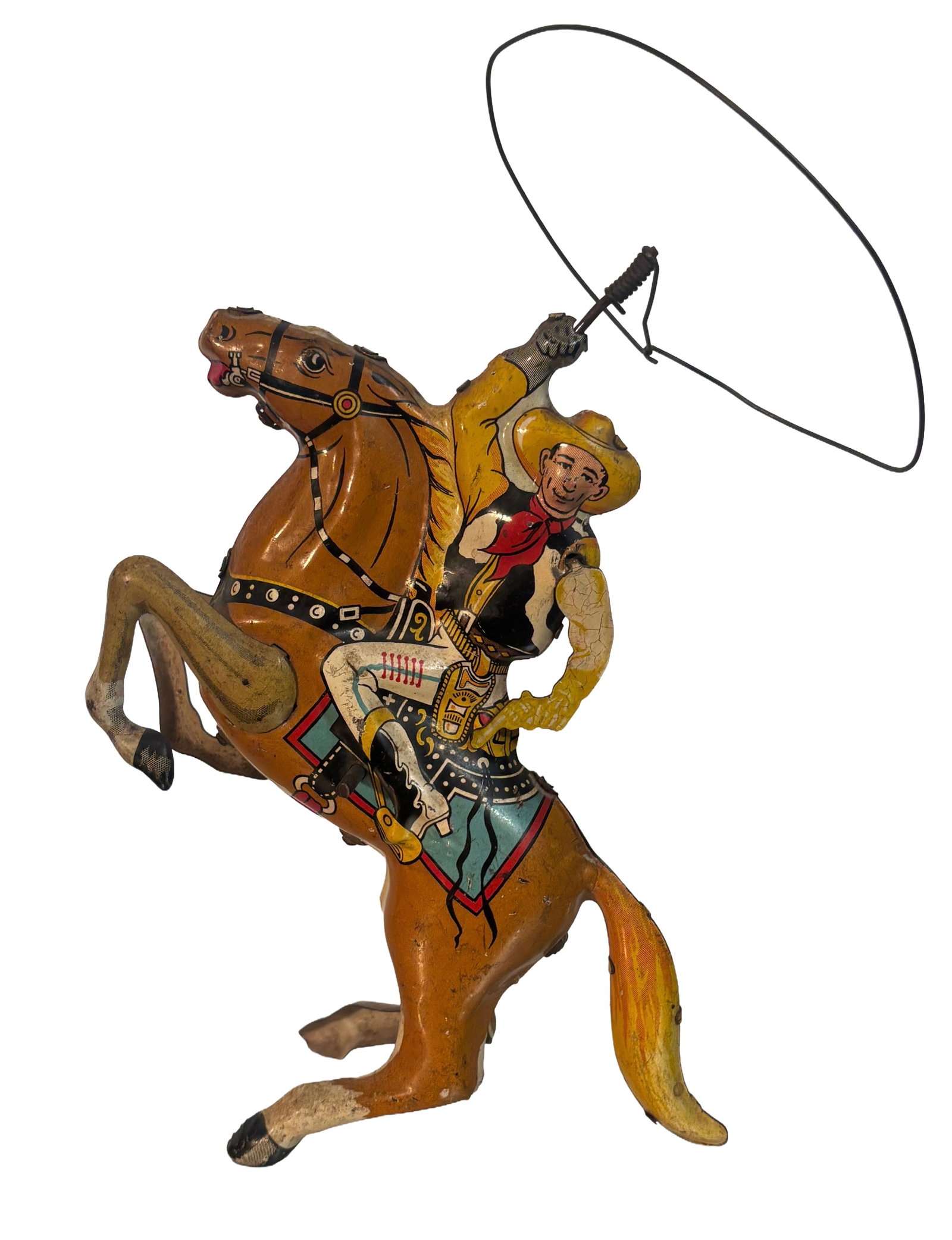 Vintage 1930s 40s Tin Litho "Range Rider" Cowboy Lois Marx & Co. Wind UpToy (1 of 4)