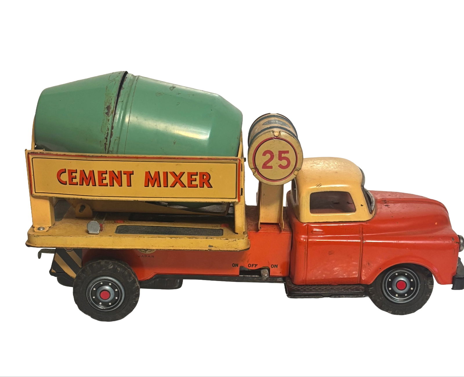 Vintage Tin Litho Battery operated Cement mixer truck By Modern toys Japan: Vintage Tin Litho Battery operated Cement mixer truck By Modern toys Japan.Untested.