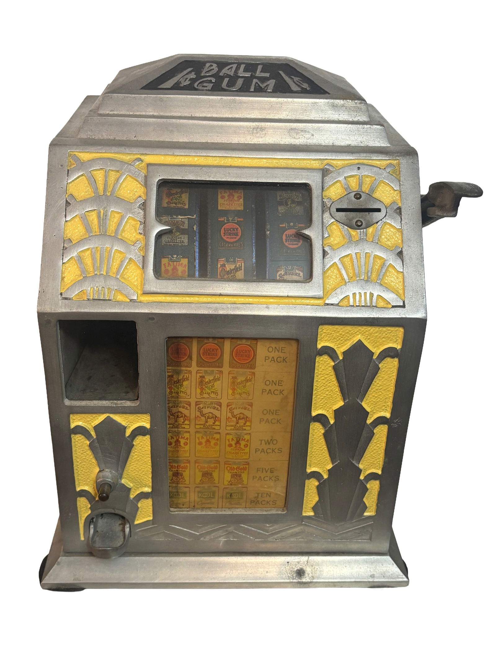 Antique 1930s Art Deco 1 Cent Gumball Trade Simulator Slot Machine (1 of 6)
