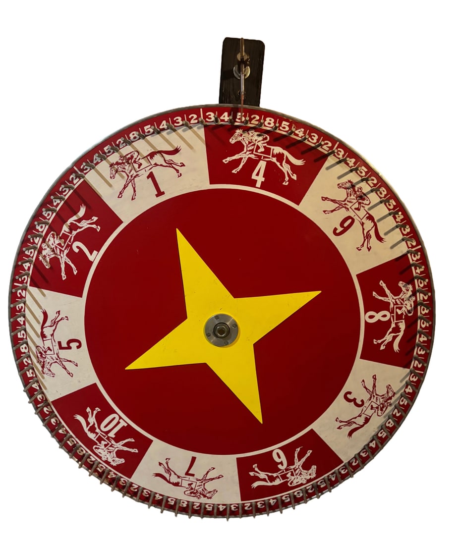 Vintage 36" Carnival or Gaming Wheel of Chance Featuring Horse Racing theme (1 of 5)