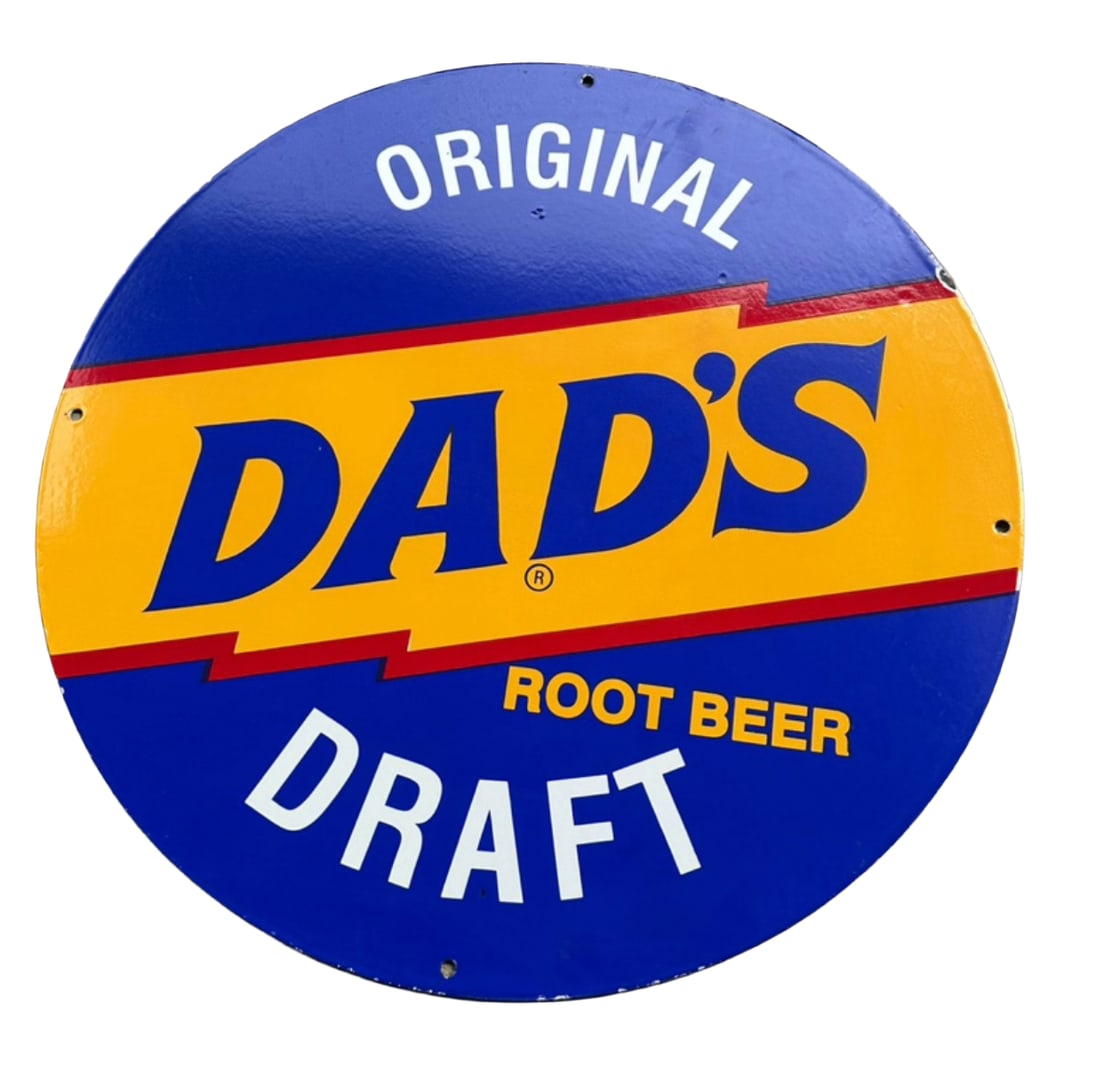 contemporary 25' Dads Root Beer Draft Porcelain Sign 2 Sided Soda Pop (1 of 3)
