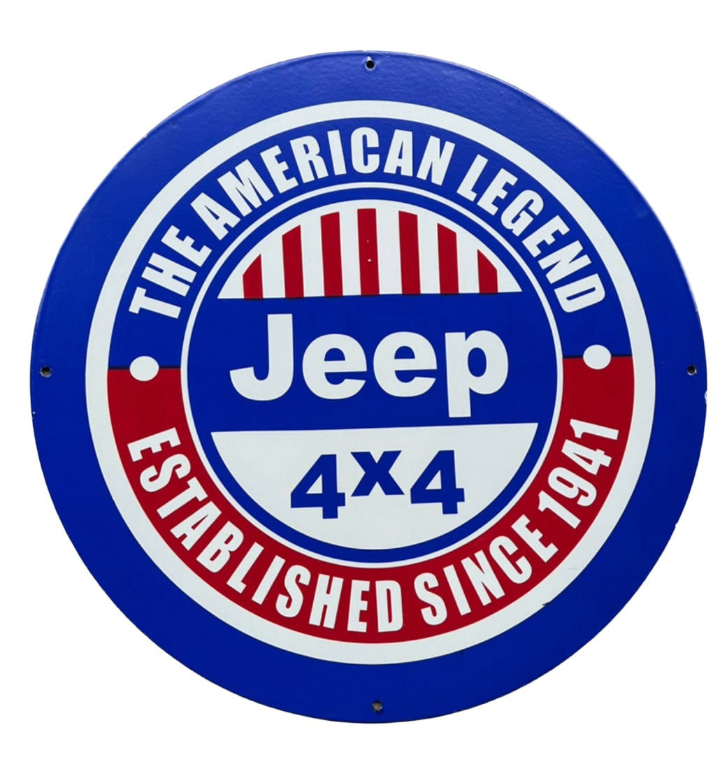 25" Contemporary Jeep 4x4 Porcelain Sign. 2 sided. Car Dealership (1 of 2)