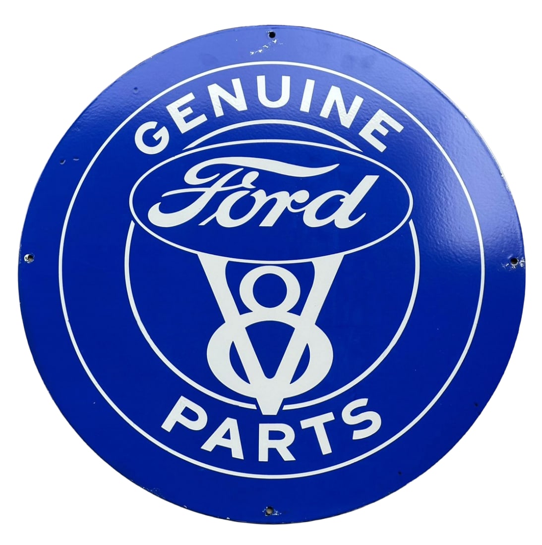 25' contemporary Genuine Ford Parts V8 Porcelain Sign. 2 sided Car dealership: 25" Genuine Ford parts V8 Porcelain Sign. 2 sided. Dealership.Excellent quality. Vibrant colors. Heavy gauge metal. The porcelain is fired at 850 degrees. Free Worldwide shipping. Sign will be shipped