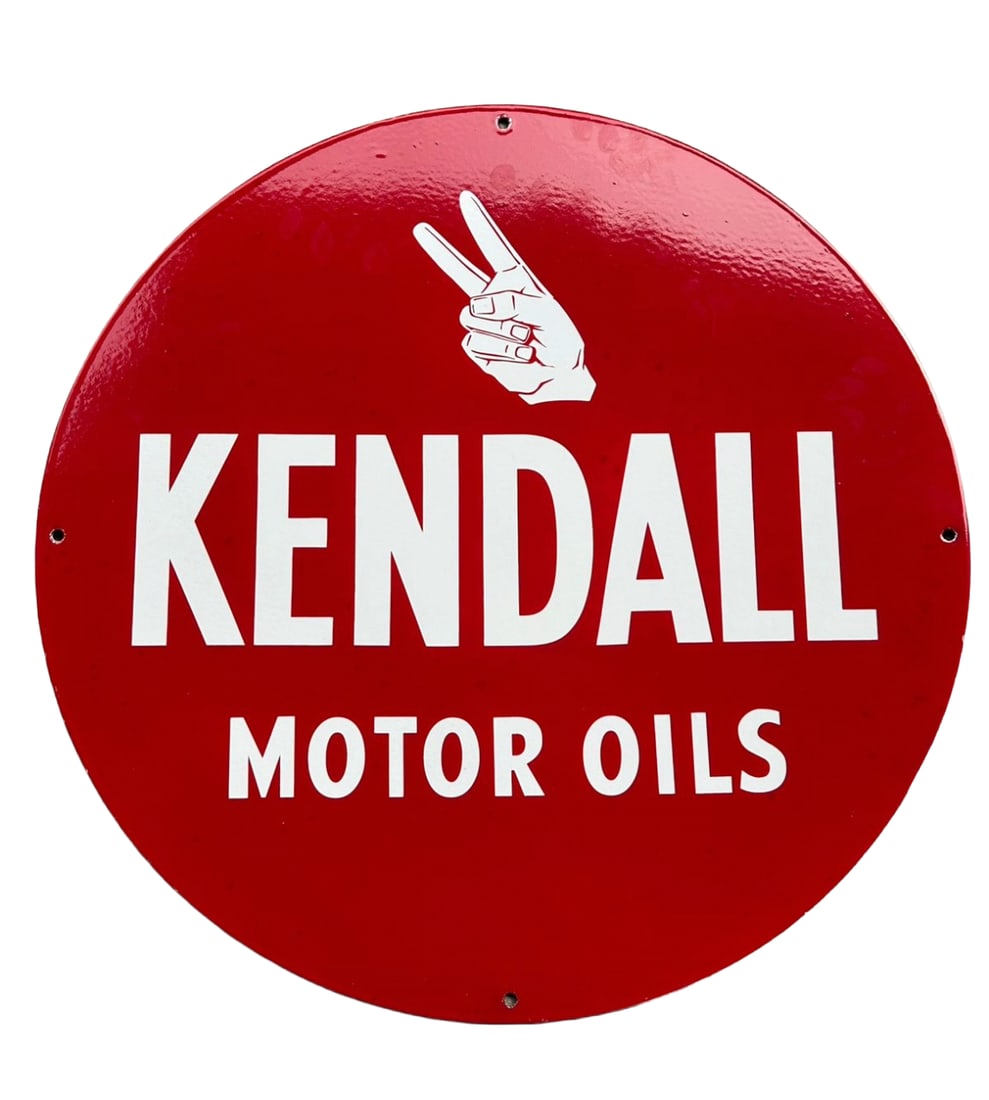 25" Contemporary Kendall Motor Oils Porcelain round Sign 2 sided gas station (1 of 2)
