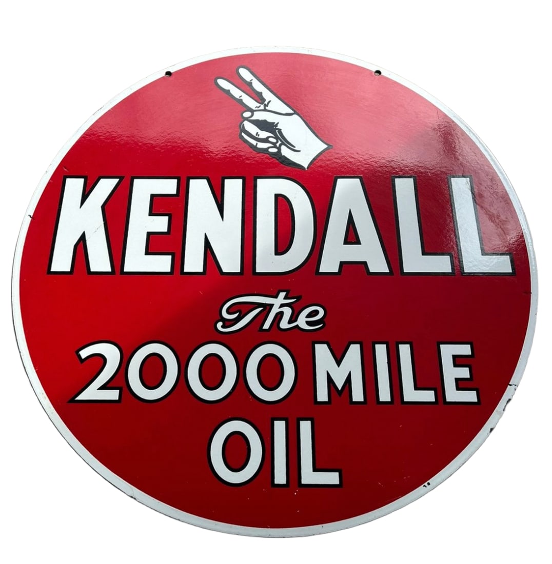 24" Contemporary Kendall "the 2000 Mile Oil" Red Version Porcelain Sign DSP (1 of 2)
