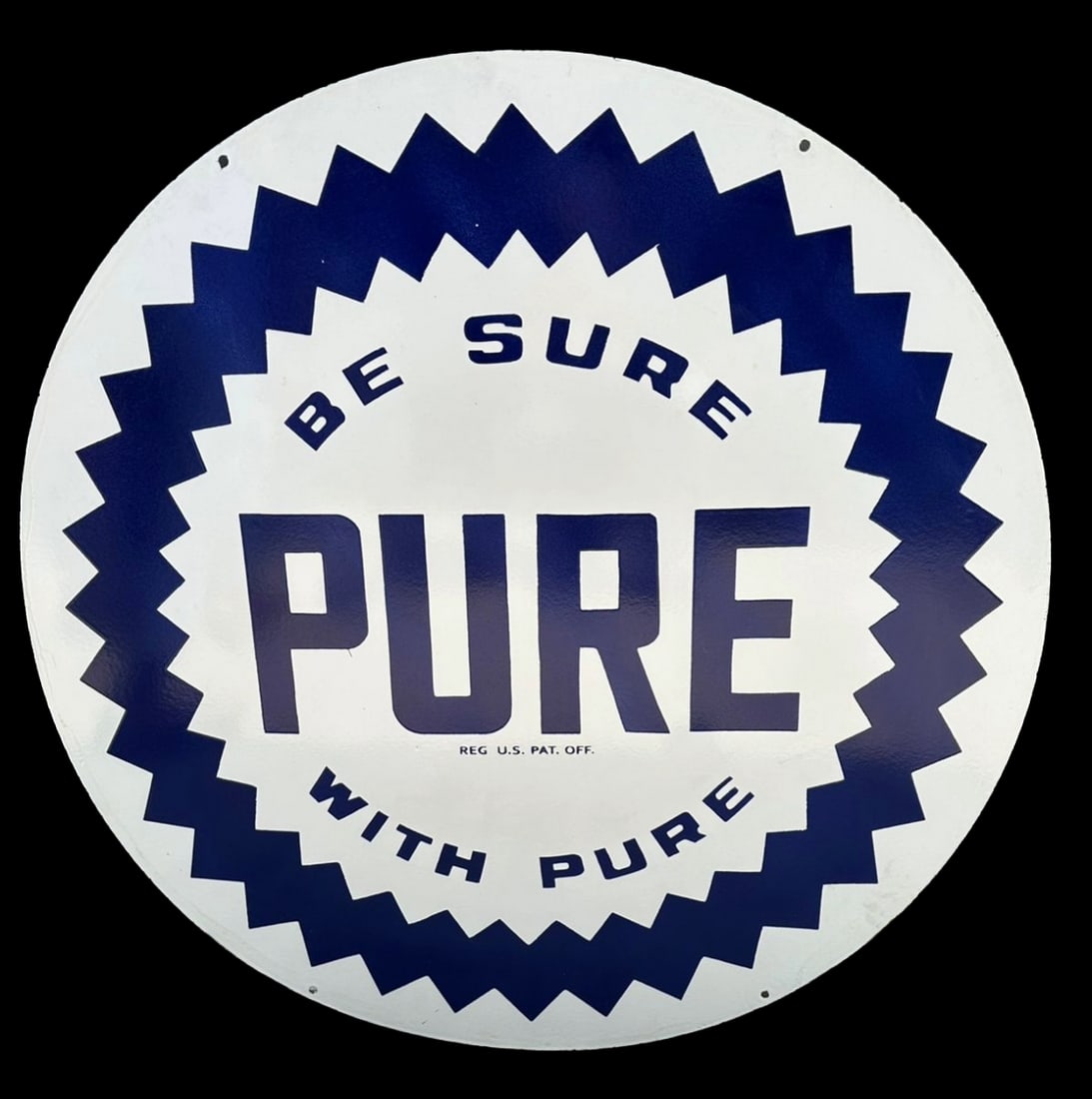 42" Contemporary Pure Gasoline Porcelain 2 Sided sign. Hand Brushed (1 of 2)