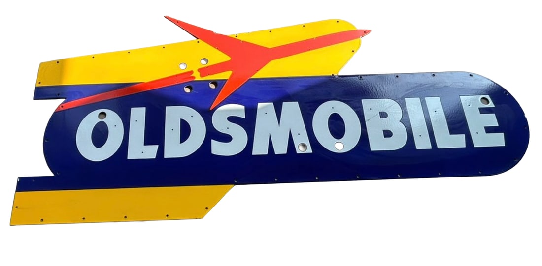 73"x33" Contemporary Die Cut Oldsmobile Dealership Porcelain Neon Skin Sign (1 of 2)