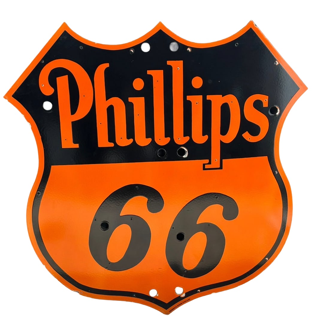 48" Contemporary Die Cut Phillips 66 Porcelain Shield neon skin sign hand brushed (1 of 3)
