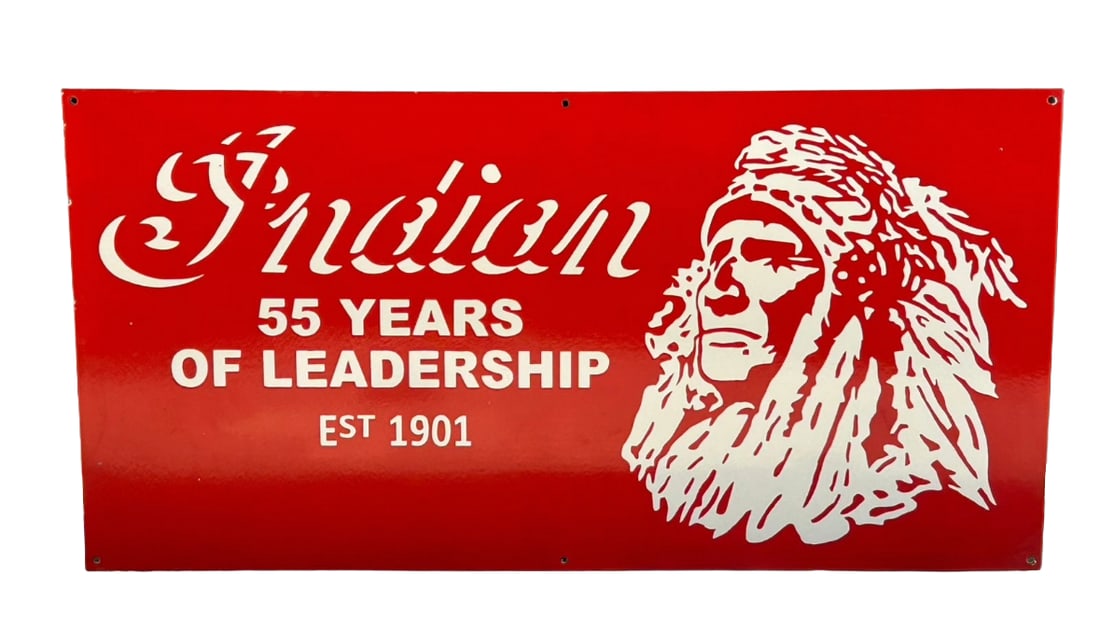 48"x24" Contemporary Indian Motorcycles Porcelain Sign SSP Hand Brushed (1 of 2)