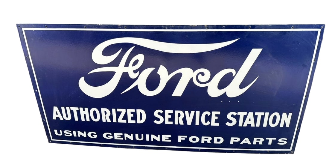 60"x33" contemporary Ford Authorized Service Station Porcelain Sign Hand Brushed (1 of 3)