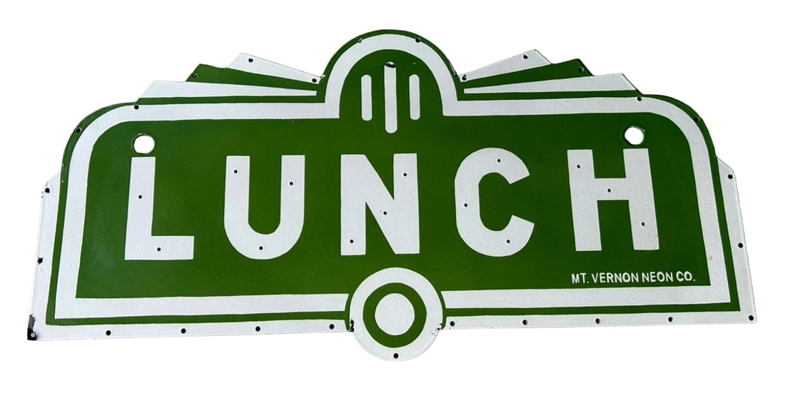 36"x23" contemporary Lunch Porcelain Sign Diner Cafe Hand Brushed (1 of 4)