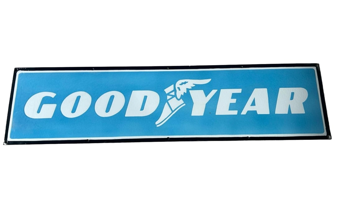 48"x12" contemporary Goodyear Tires Horizontal Porcelain Sign single side Hand Brushed (1 of 3)