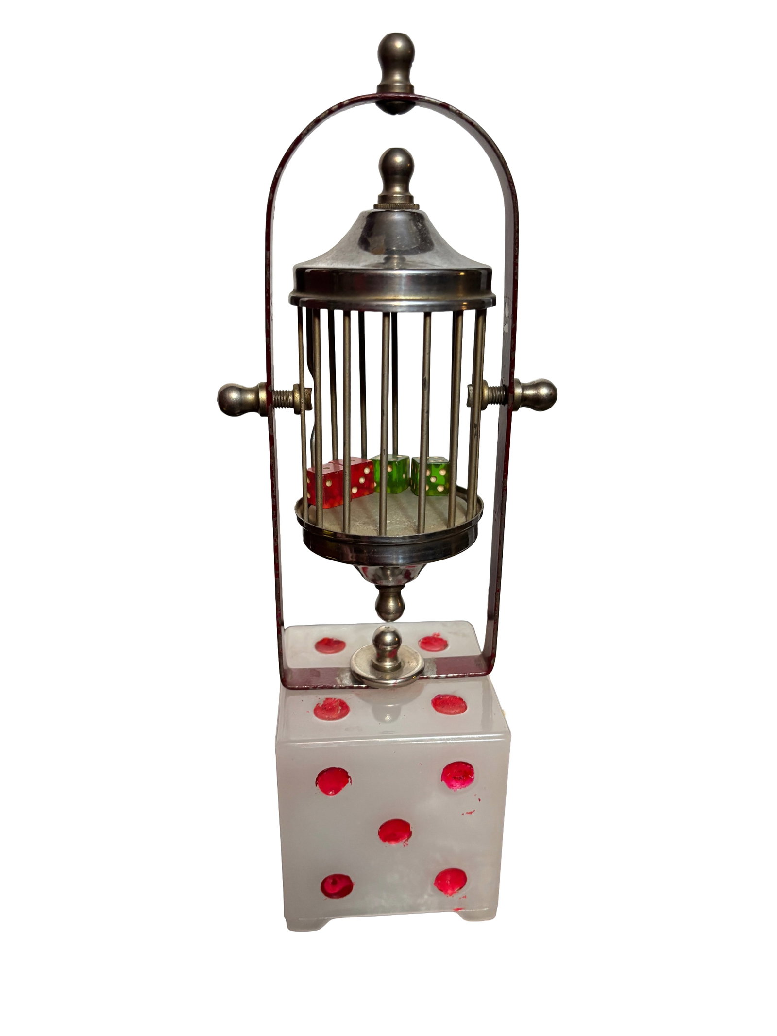 Mid-Century Chuck-a-Luck Gambling Bird Cage Dice Lamp (1 of 6)