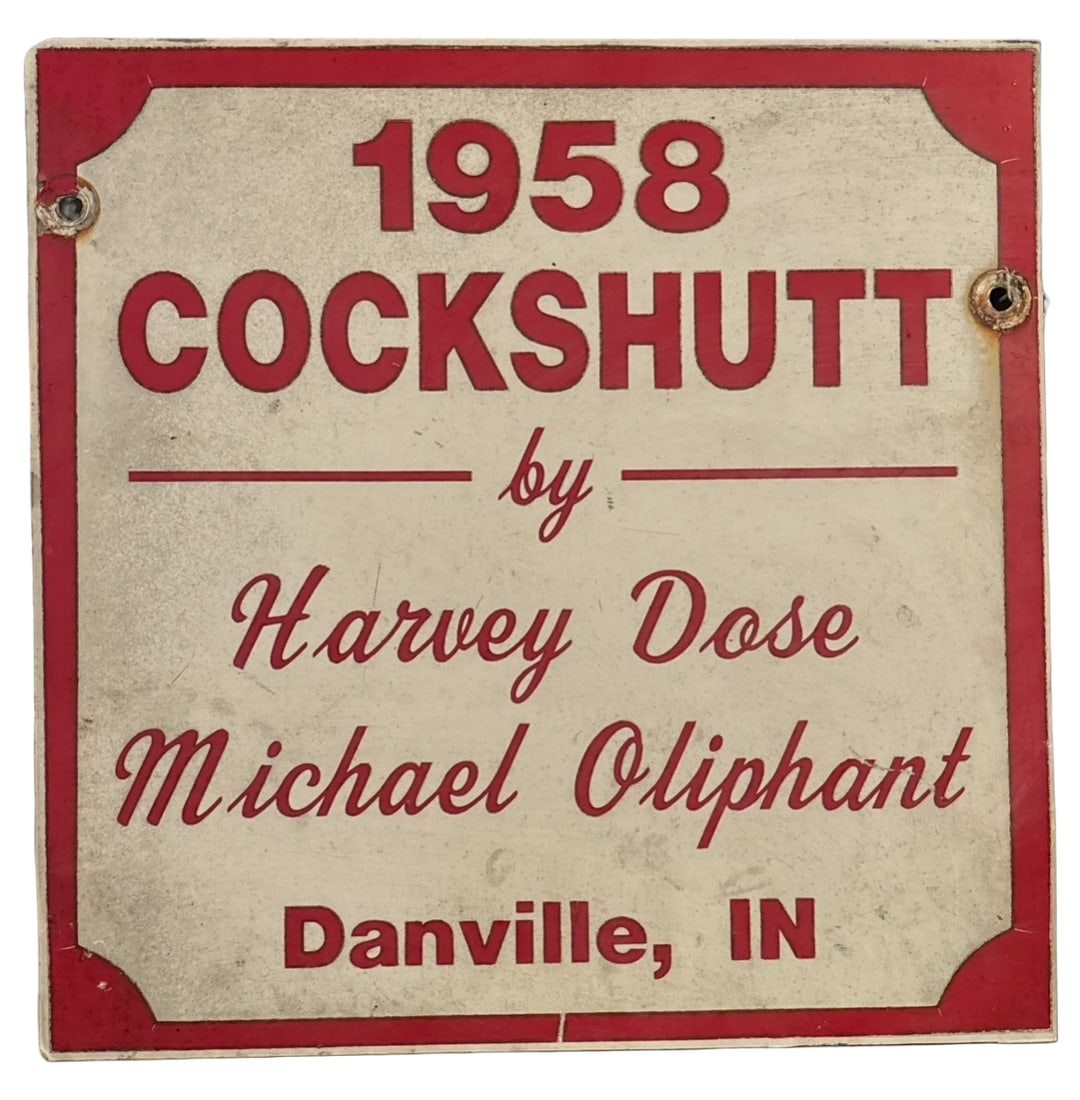 Vintage 1958 Cockshutt Tractor Aluminum Sign Danville Indiana (1 of 2)