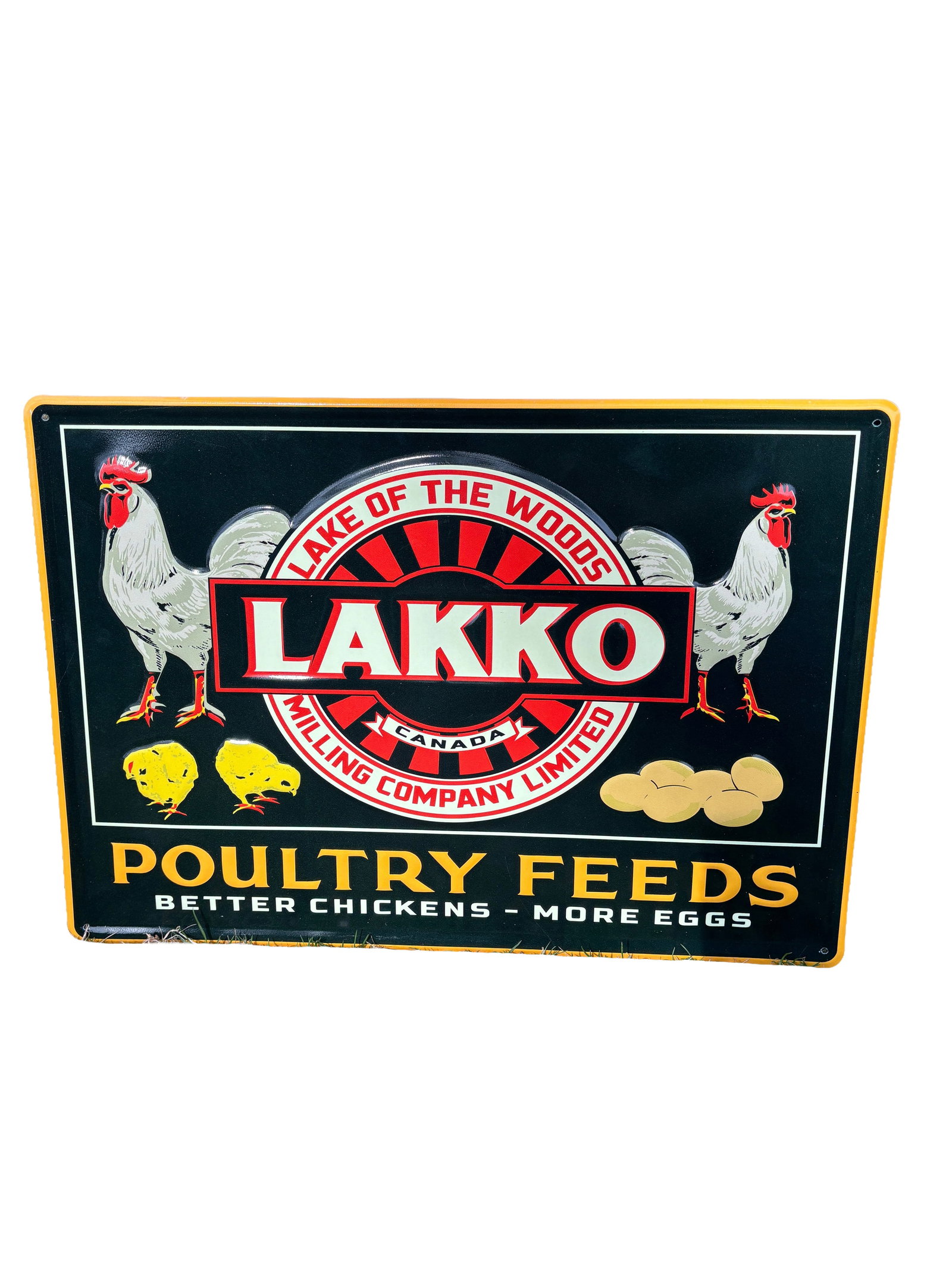 20"x14" Lakko Poultry Feeds Embossed Sel Framed Metal Sign Contemporary (1 of 2)