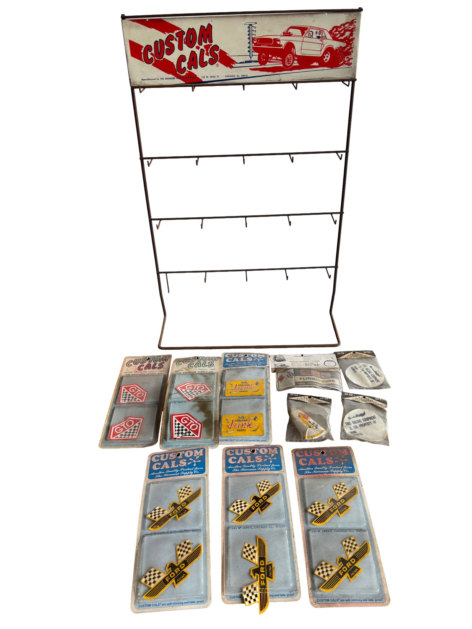 1960s Custom Cals Store Display Rack & Automobile themed Sticker Decals. (1 of 8)