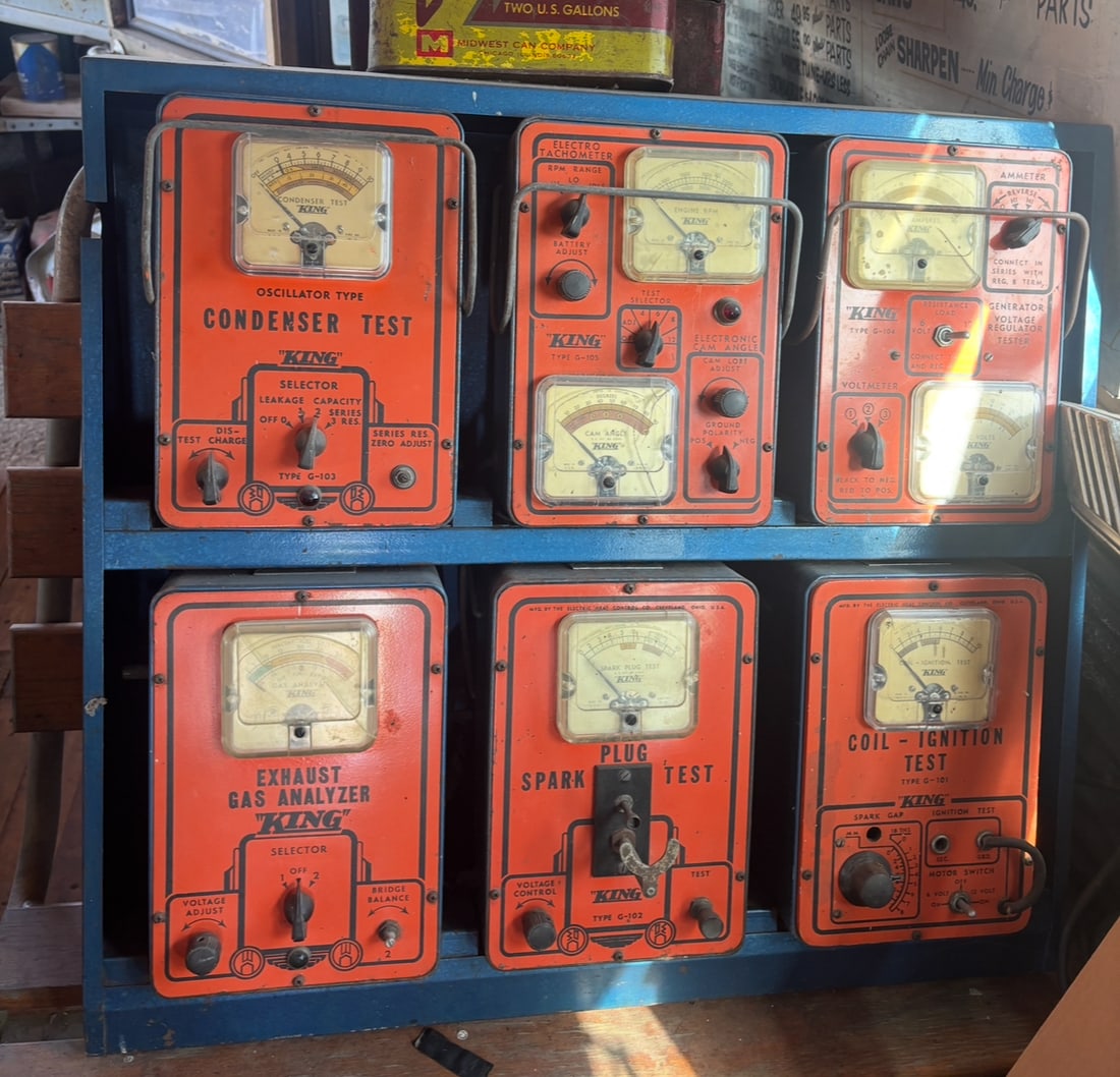 Set of Vintage King Automotive Diagnostic Testing Equipment 1960s 70s Service Station (1 of 2)