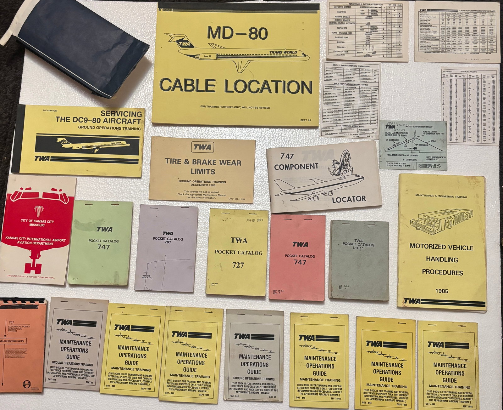 Lot of 30+ Vintage TWA Maintenance & Engineering Training Manuals and Pocket Catalogs (1 of 7)