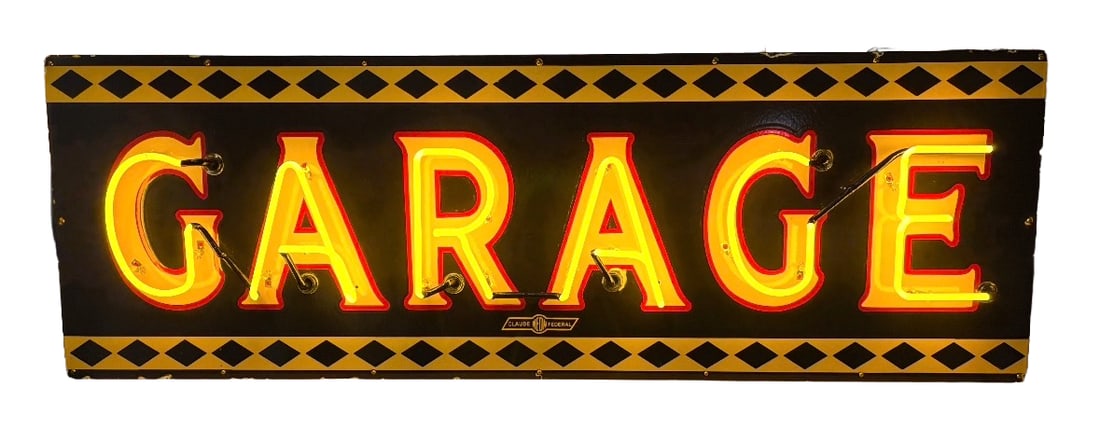 Awesome Custom GARAGE Porcelain Neon Sign Hand Brushed Shelving (1 of 4)