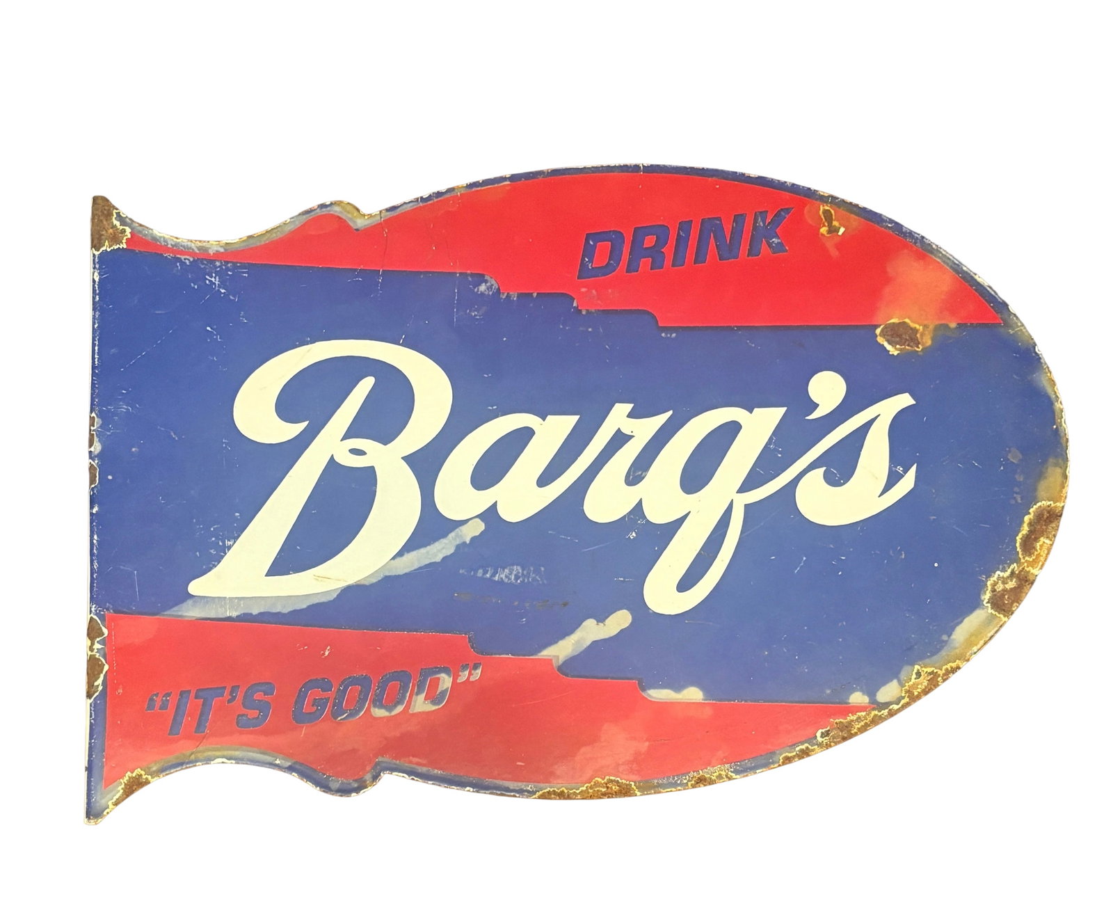 Contemporary Aged Porcelain Barq's Root Beer Soda Pop Flange Sign sold Here (1 of 5)