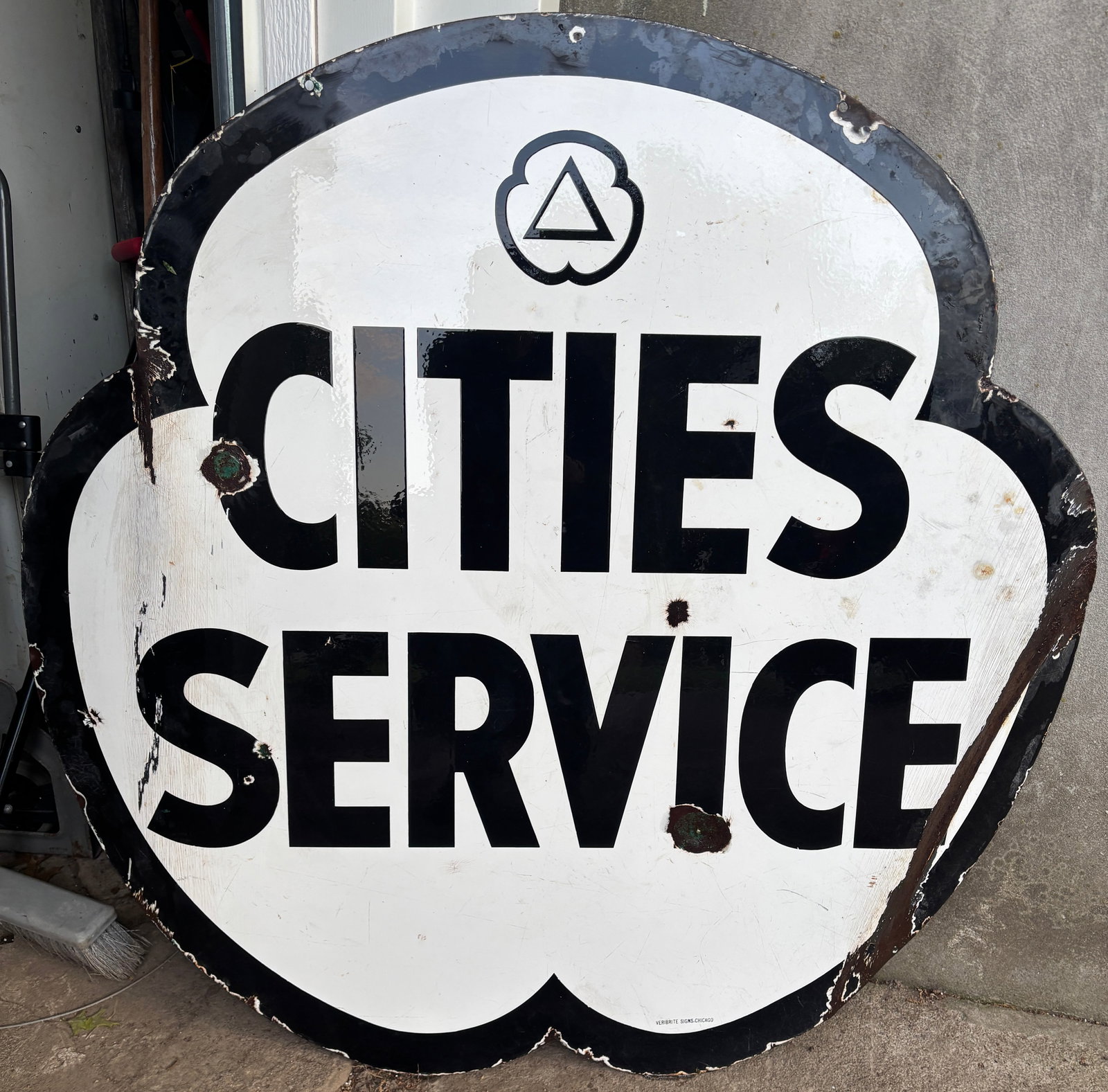 Org. DSP Porcelain Cities Service Gas Station Sign - 2