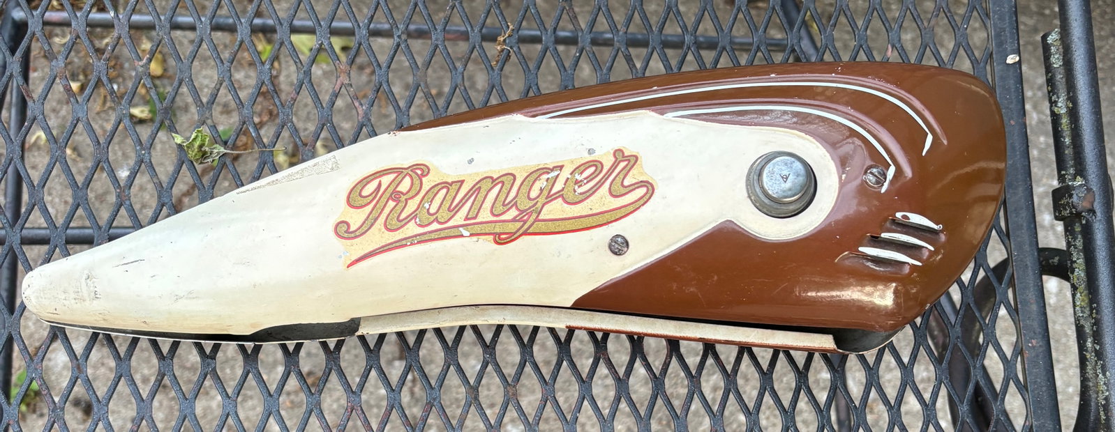 Prewar Ranger Bicycle Horn Tank: Prewar Ranger Bicycle Horn Tank. In good solid condition. Shows some wear see pics.