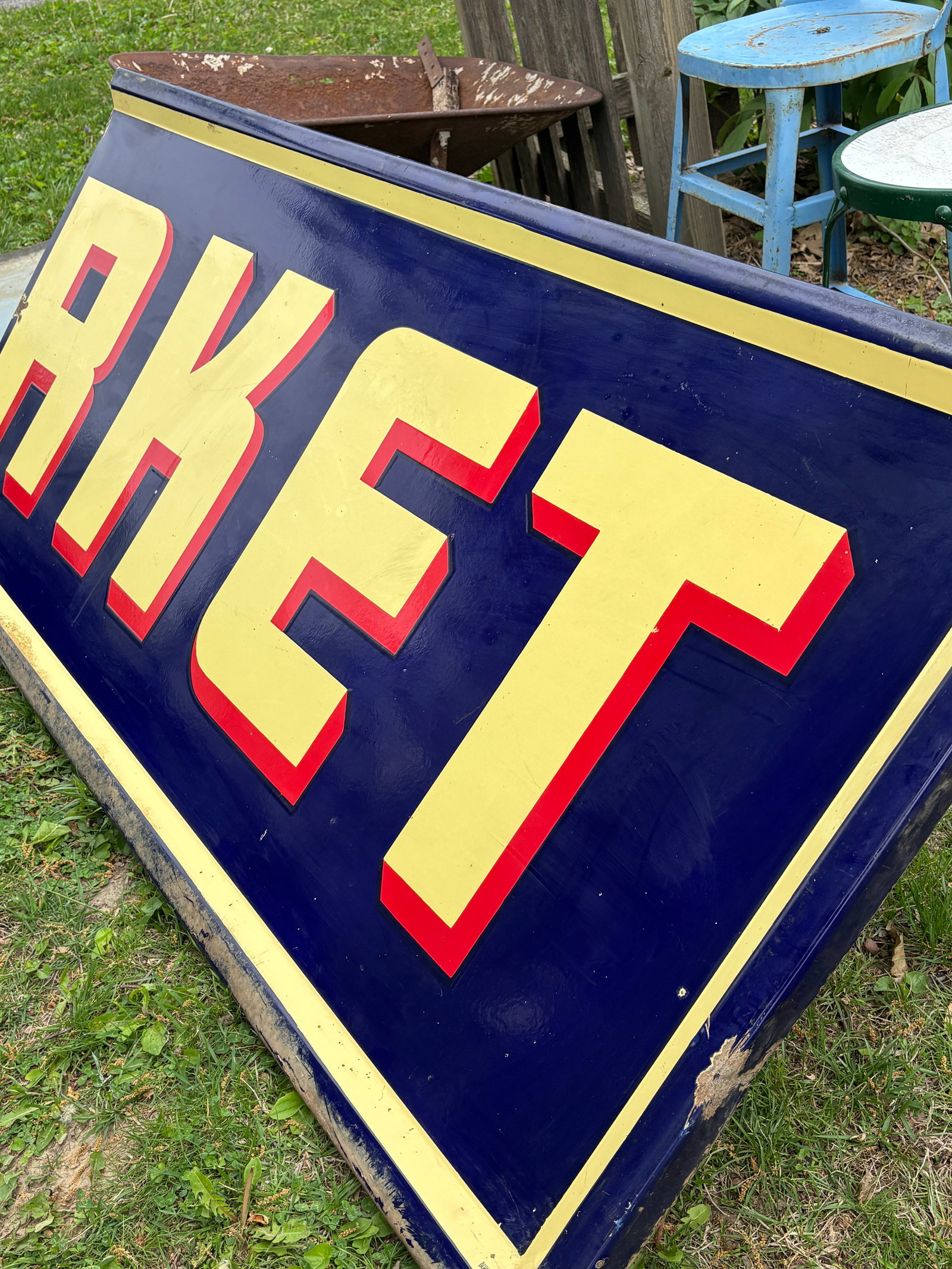 Large 9.5’ Porcelain 2 pc Market Sign - 2