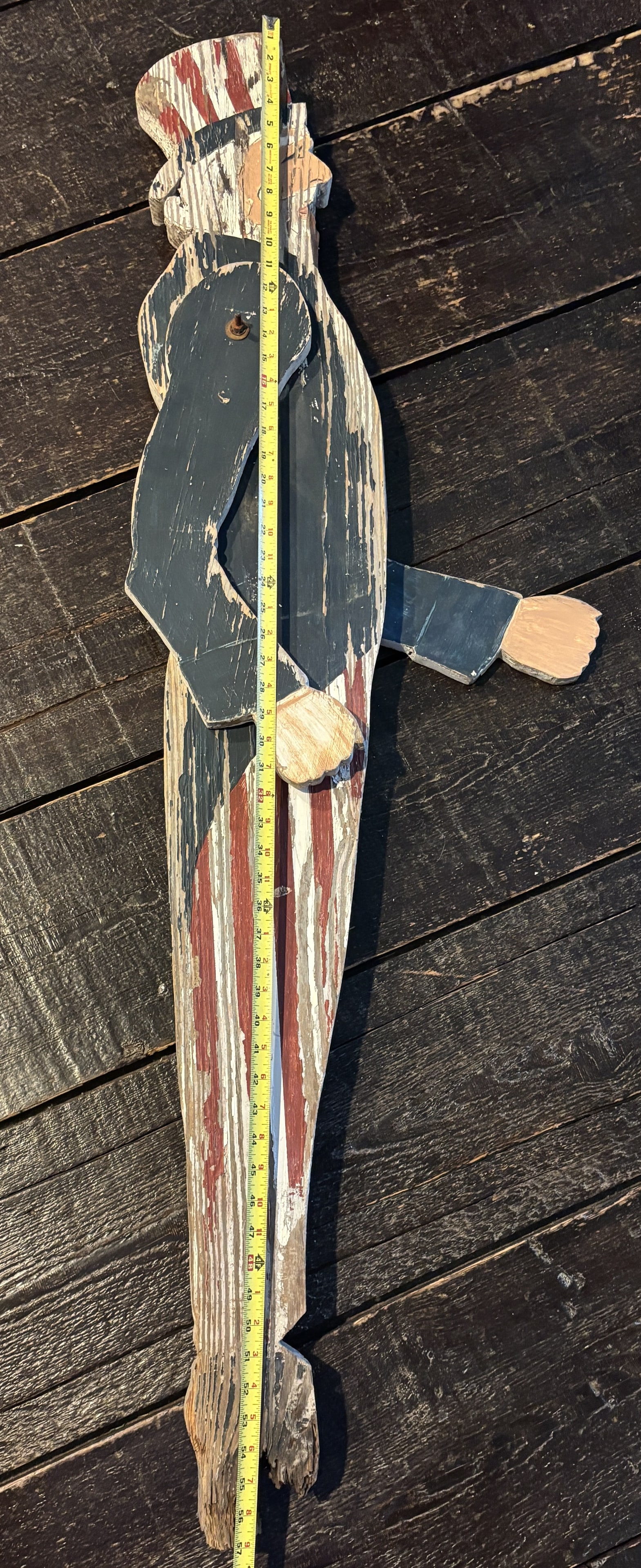 Early Folk Art Uncle Sam Patriotic Maillbox Holder - 5