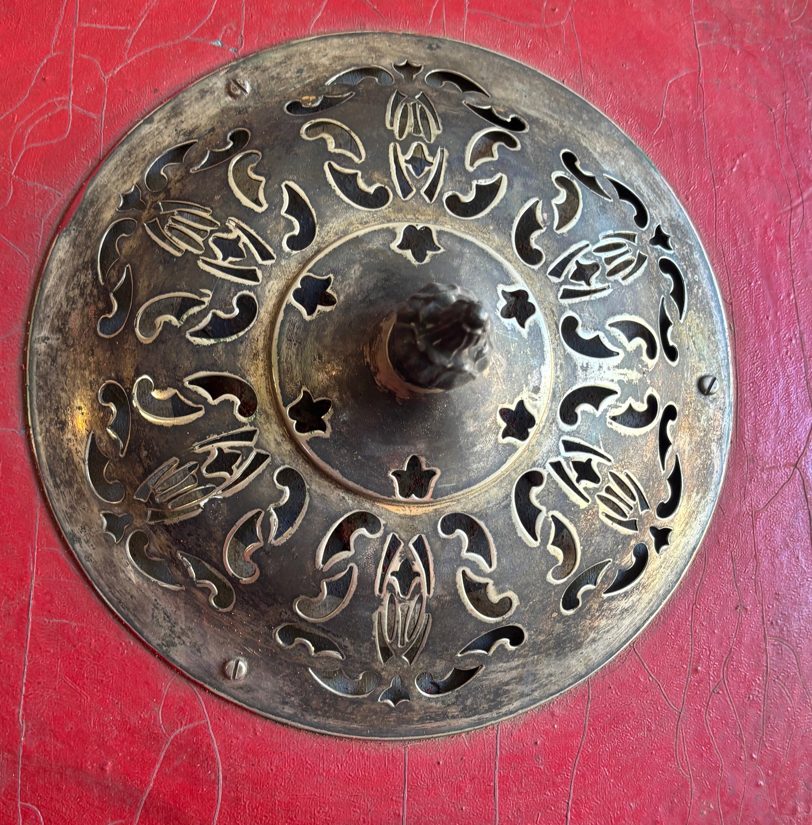 Early Masonic gambling wheel cast iron base, folk art - 4