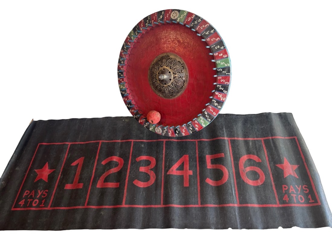 Early Masonic gambling wheel cast iron base, folk art - 6