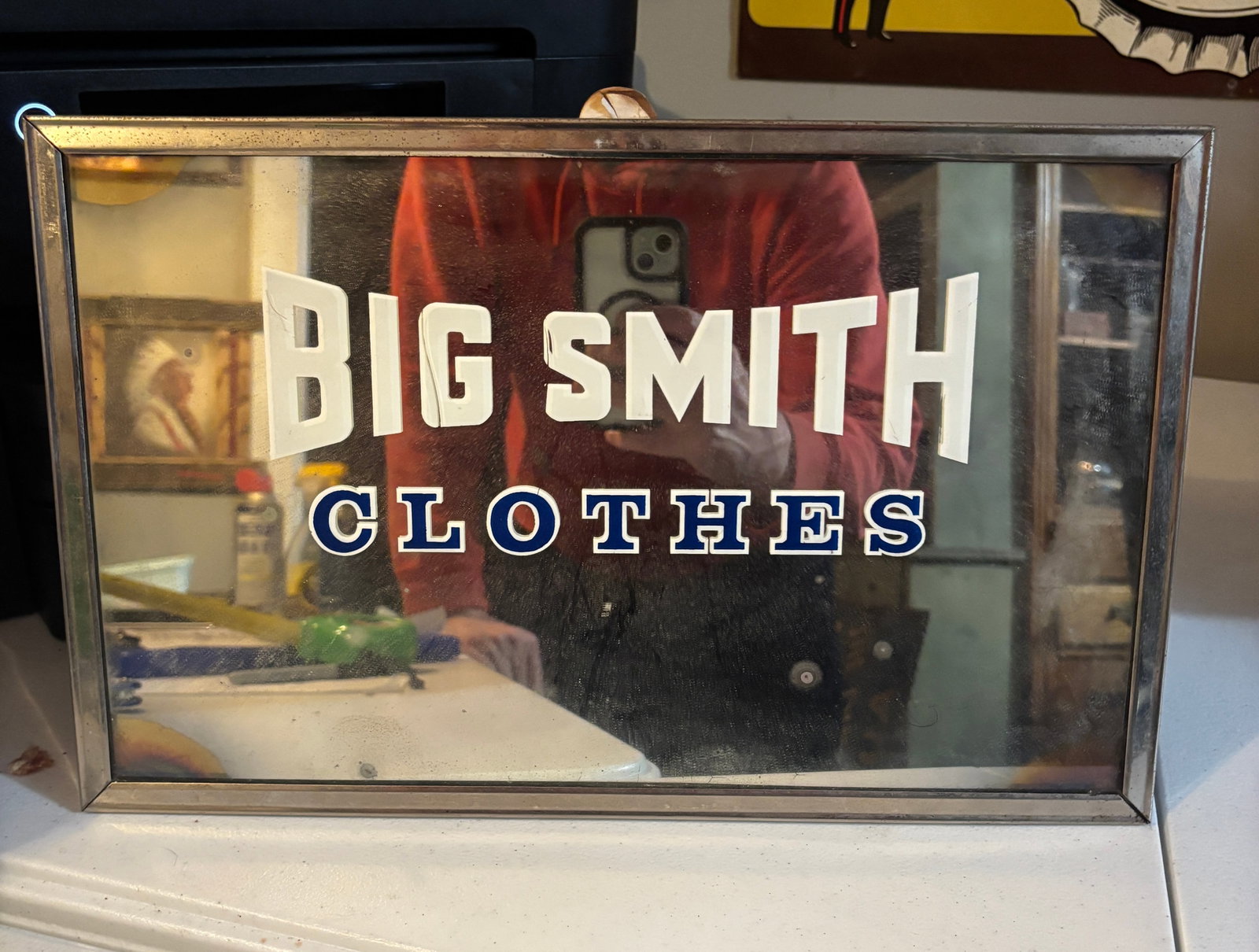 Mid Century Big Smith Clothes Lighted Store Sign reverse on glass - 2