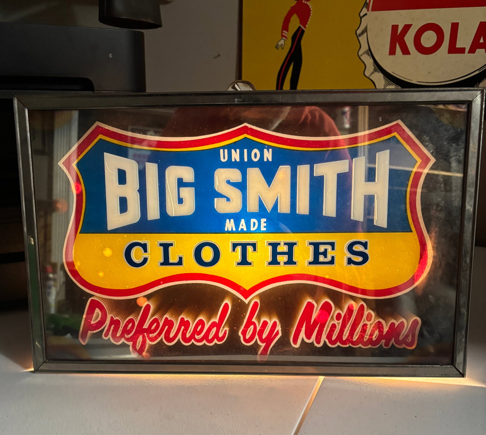 Mid Century Big Smith Clothes Lighted Store Sign reverse on glass - 4