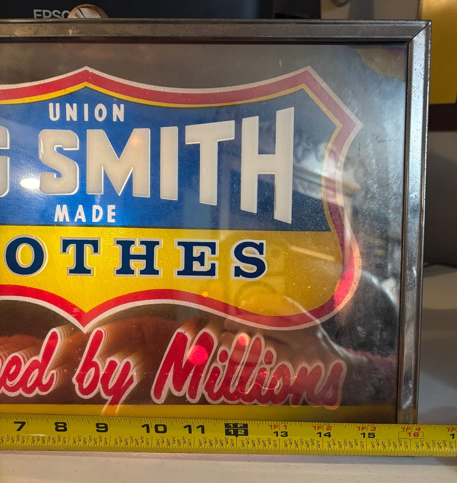 Mid Century Big Smith Clothes Lighted Store Sign reverse on glass - 5