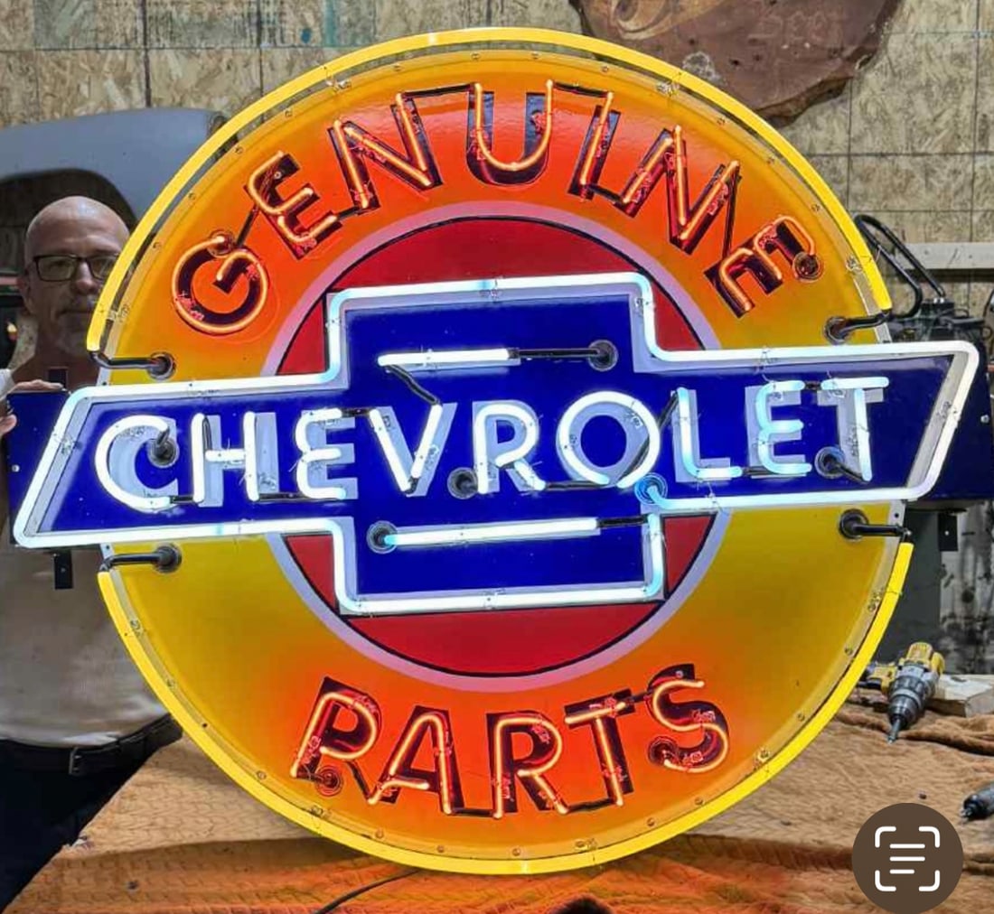 Large New Chevrolet Genuine Parts Neon Sign - 4