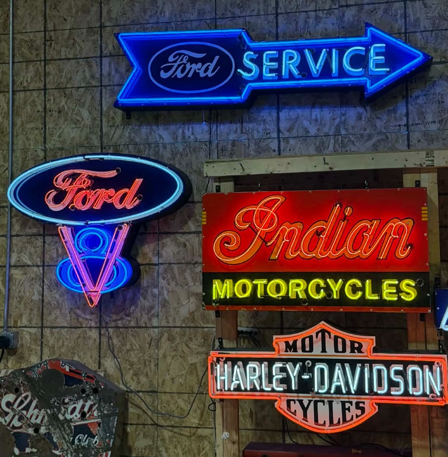New 38” x 45” Ford V8 Porcelain Neon Sign!! - 3