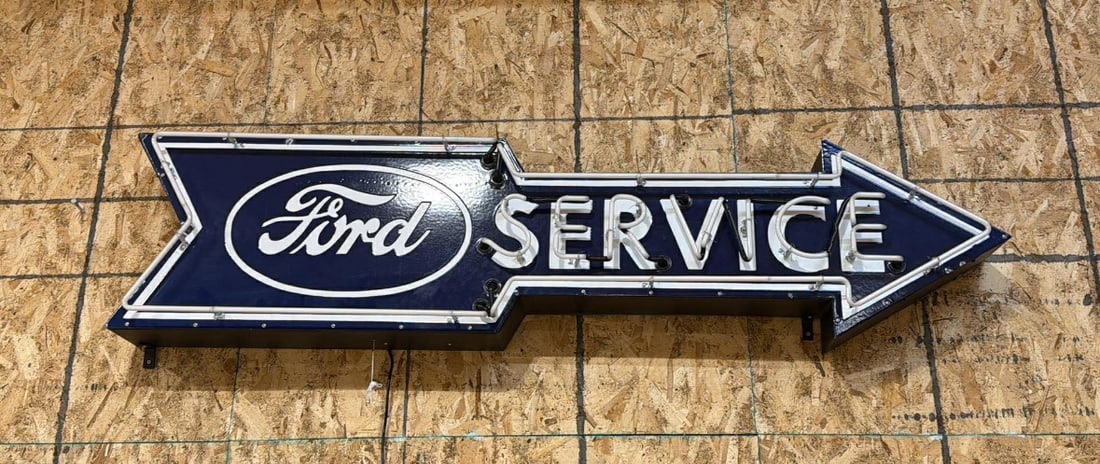 6 ft Ford Porcelain Dealership Arrow Neon Sign - 2