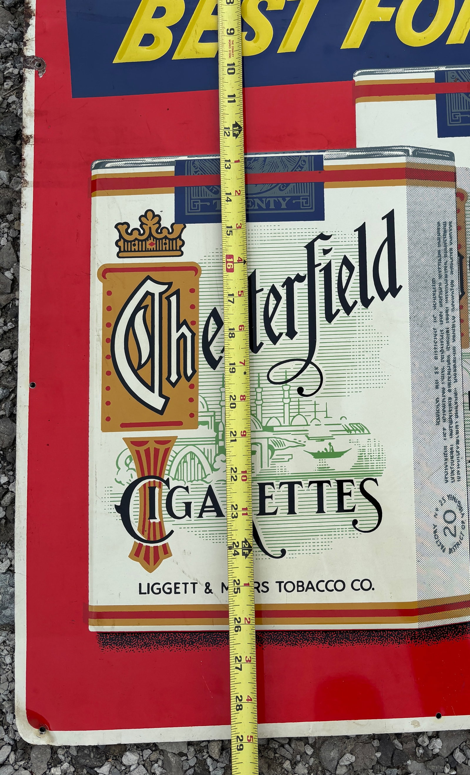 Vintage Embossed Chesterfield Cigarettes tin sign - 3