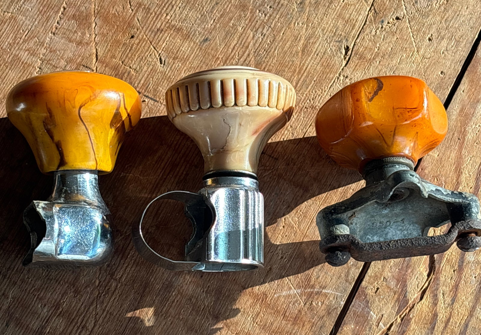 Lot of 3 Antique Bakelite Spinner Knobs - 10