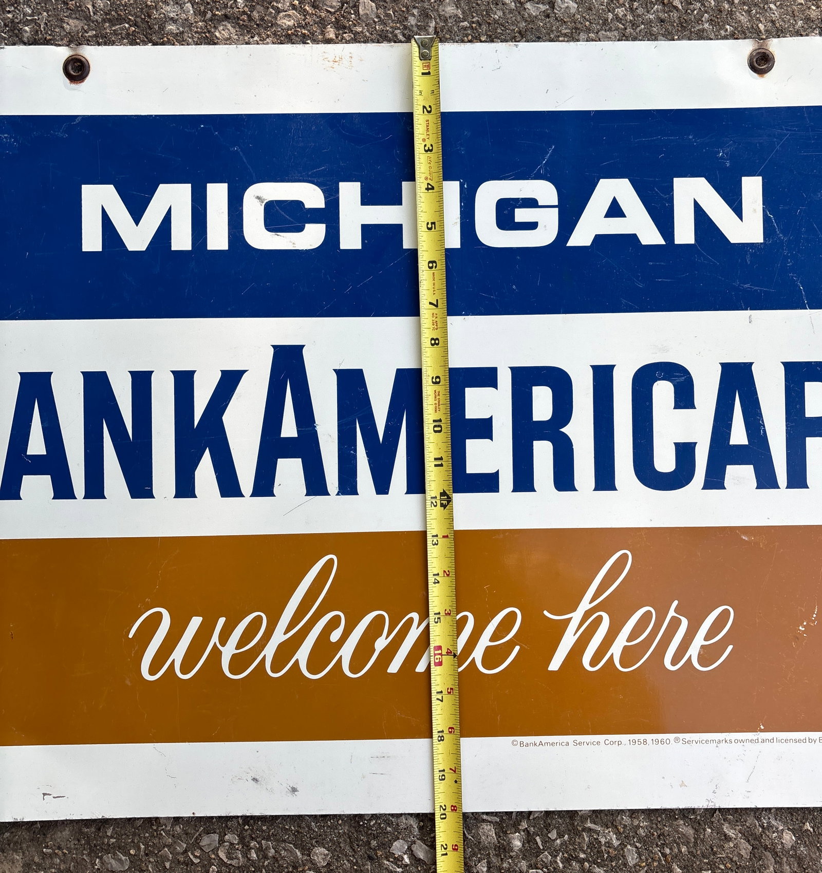 Michigan 2 sided Bank Americard Metal Sign - 3