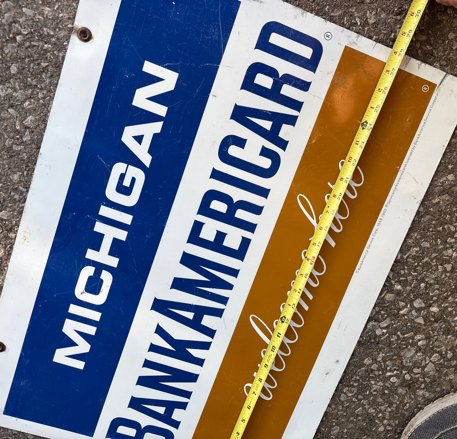 Michigan 2 sided Bank Americard Metal Sign - 4