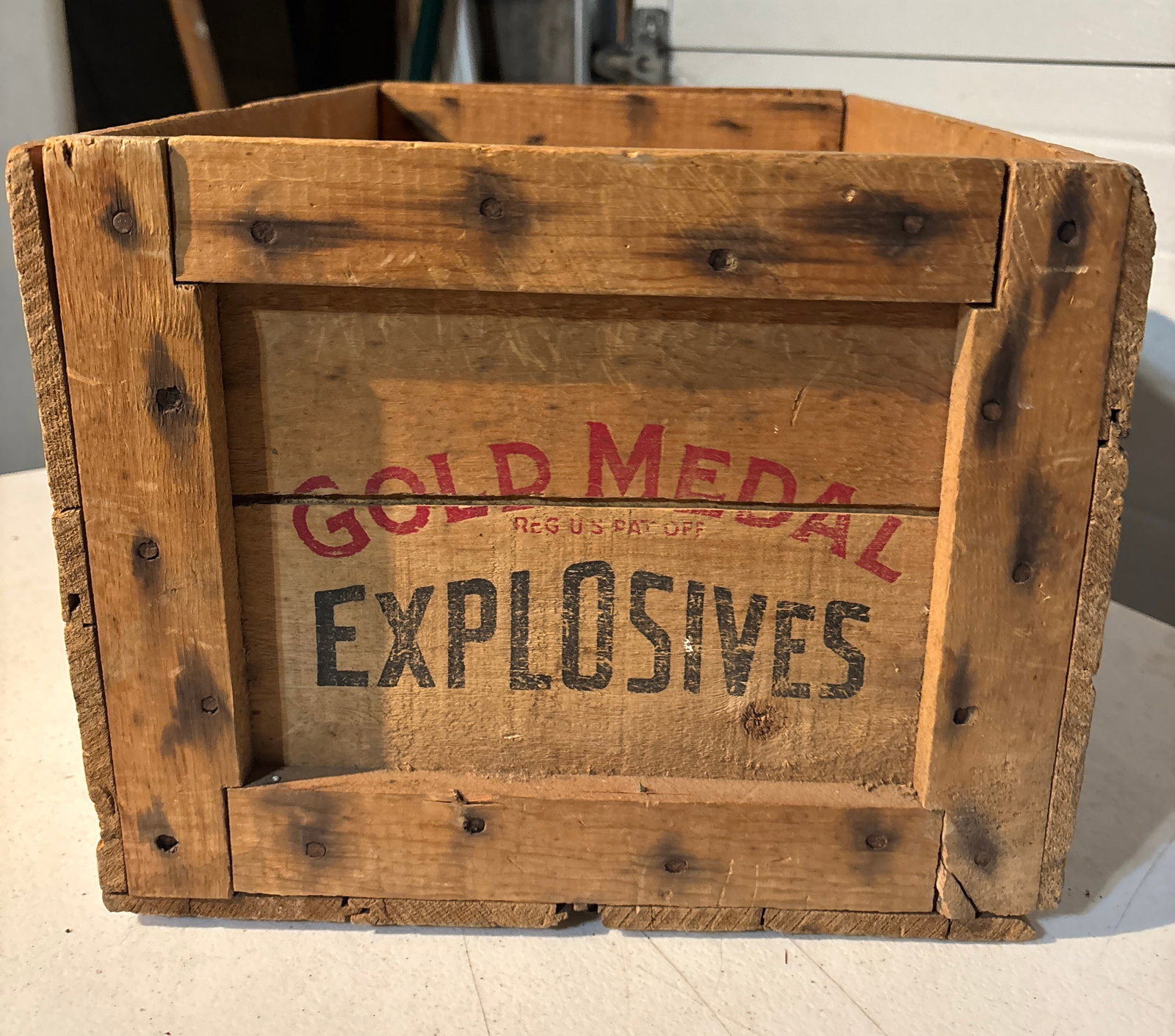 Antique Gold Medal Explosives Wood Crate Box - 2