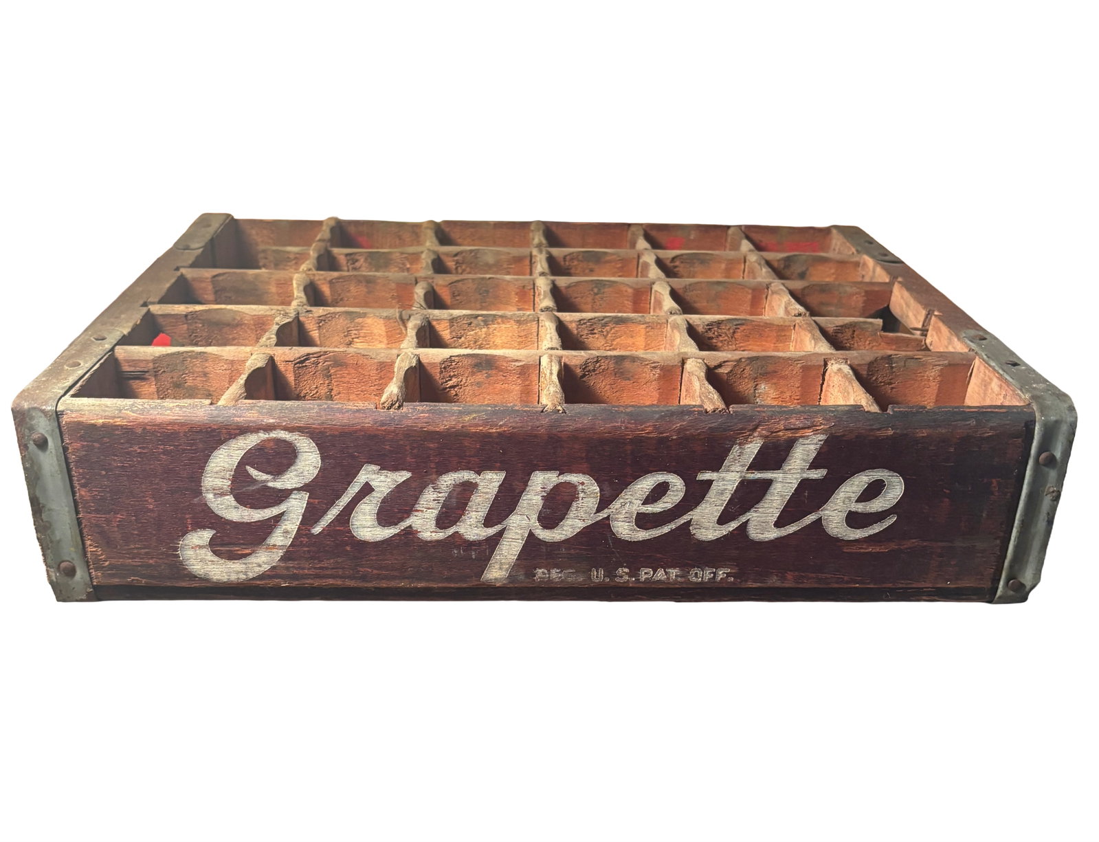Antique 1940s Grapette Soda Wooden 30 Bottle Carrier Crate (1 of 5)