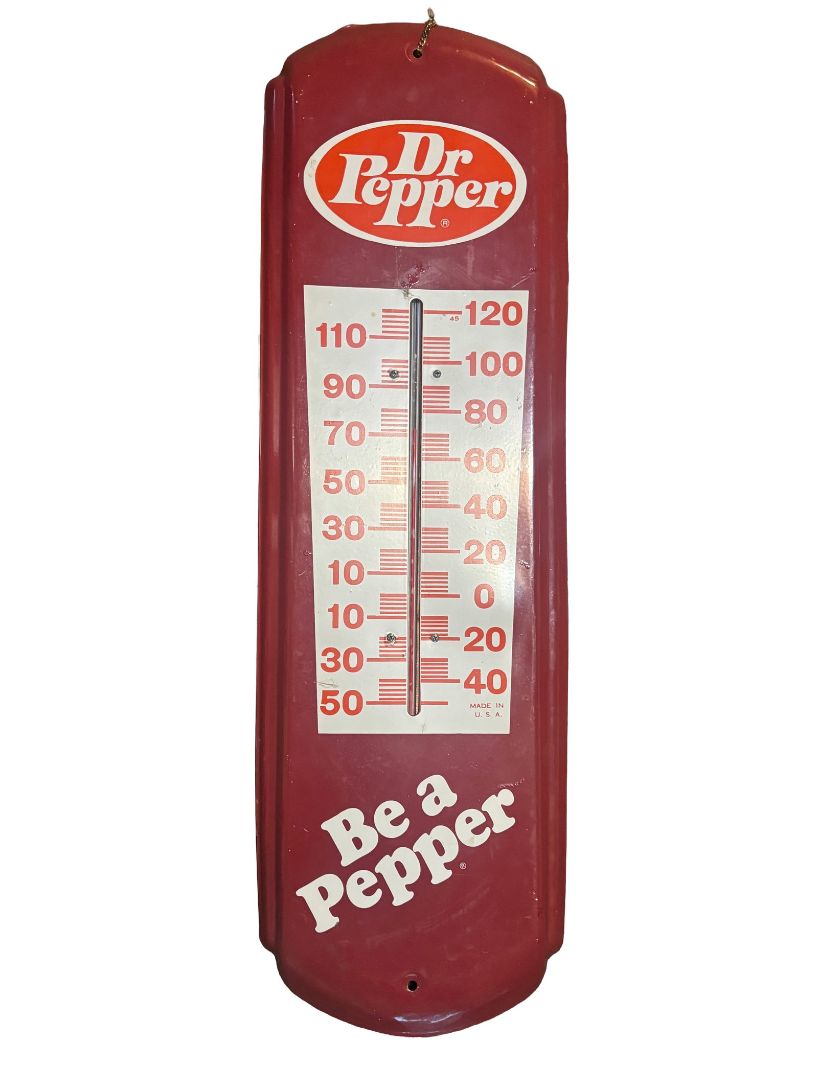 Vintage Dr Pepper “Be a Pepper” Metal Thermometer – Made in U.S.A. 1970s 80s (1 of 7)